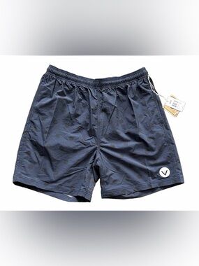 Vast Men’s Swim Volley Shorts, Street-Style, Navy/Black Polka dot, Large NWT